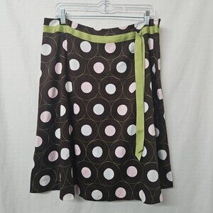 Womens Talbots Sz 14 A Line Polka Dot Skirt Brown Y2k Office Siren Preppy Fairy